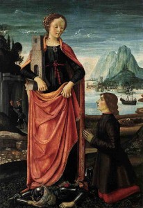 Ghirlandaio_St_Barbara_Crushing_her_Infidel_Father,_with_a_Kneeling_Donor